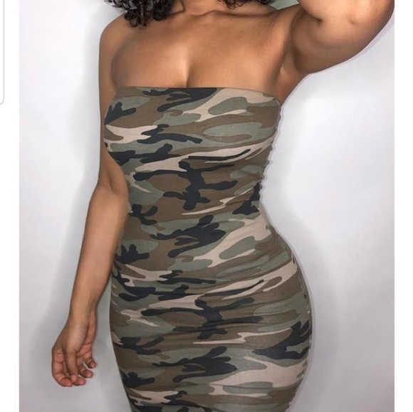 Camouflage Strapless Dress - Picture 1 of 3